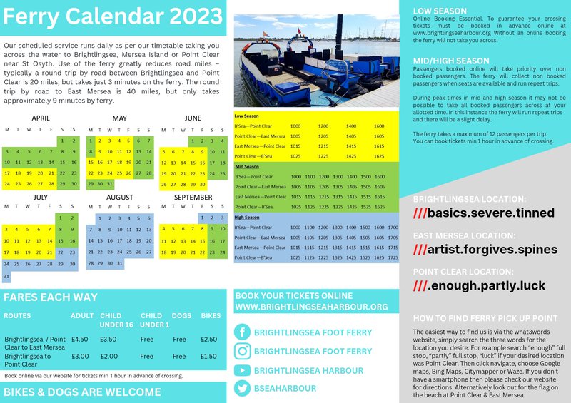 2022 Foot Ferry Timetable